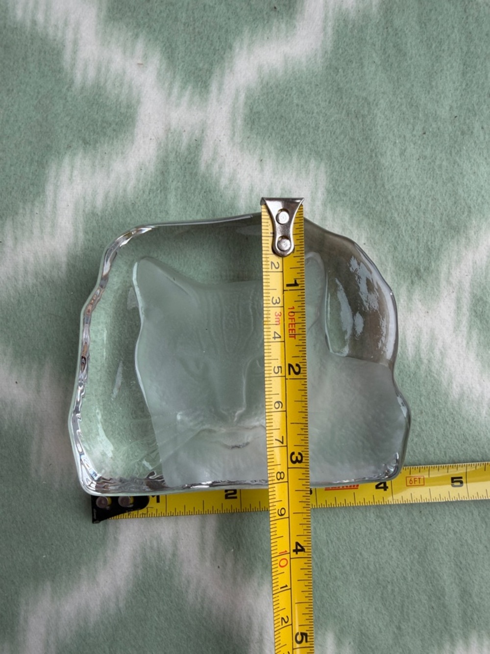 Clear and frosted Glass Cat Sculpture Paperweight or Decor - Clear - Picture 7 of 8